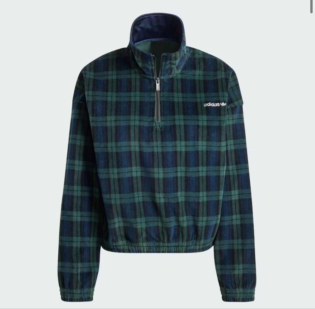 adidas チェック柄 ハーフジップ トレーナー 2XL