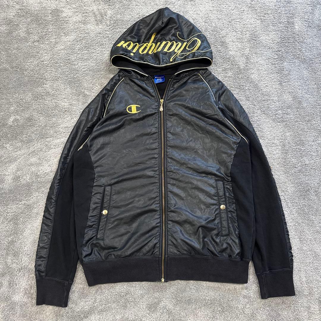 【希少サイズ】チャンピオン 魔裟斗ジャージセットアップ 黒×金 刺繍　フーディー