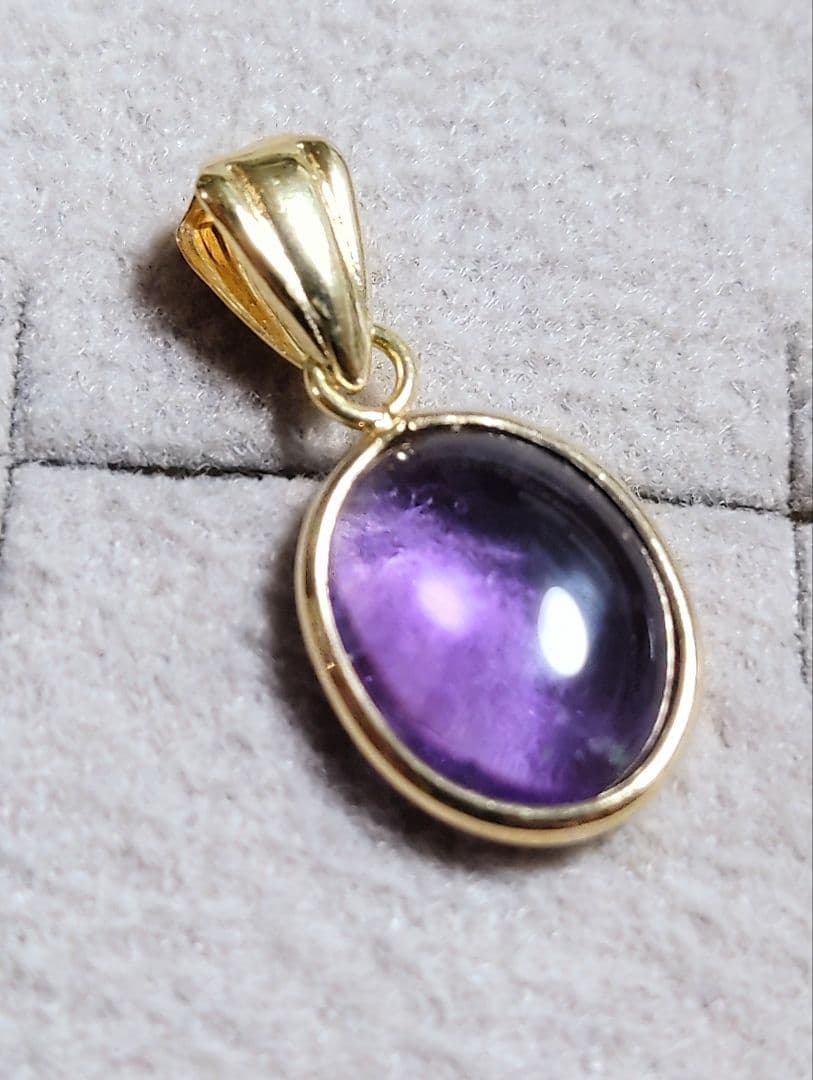 K18金 アメジスト オーバルチャーム