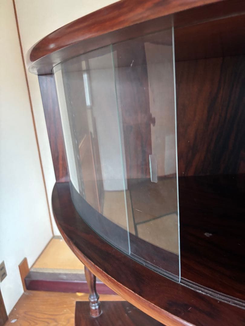 昭和レトロ ミッドセンチュリー 木製コーナーラック 飾り棚 半円型