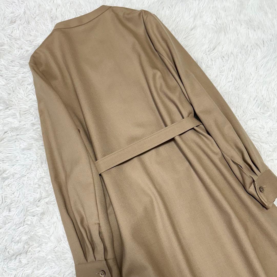 ✨未使用級✨Aquascutum スタンドカラーウールシャツワンピース ベルト付