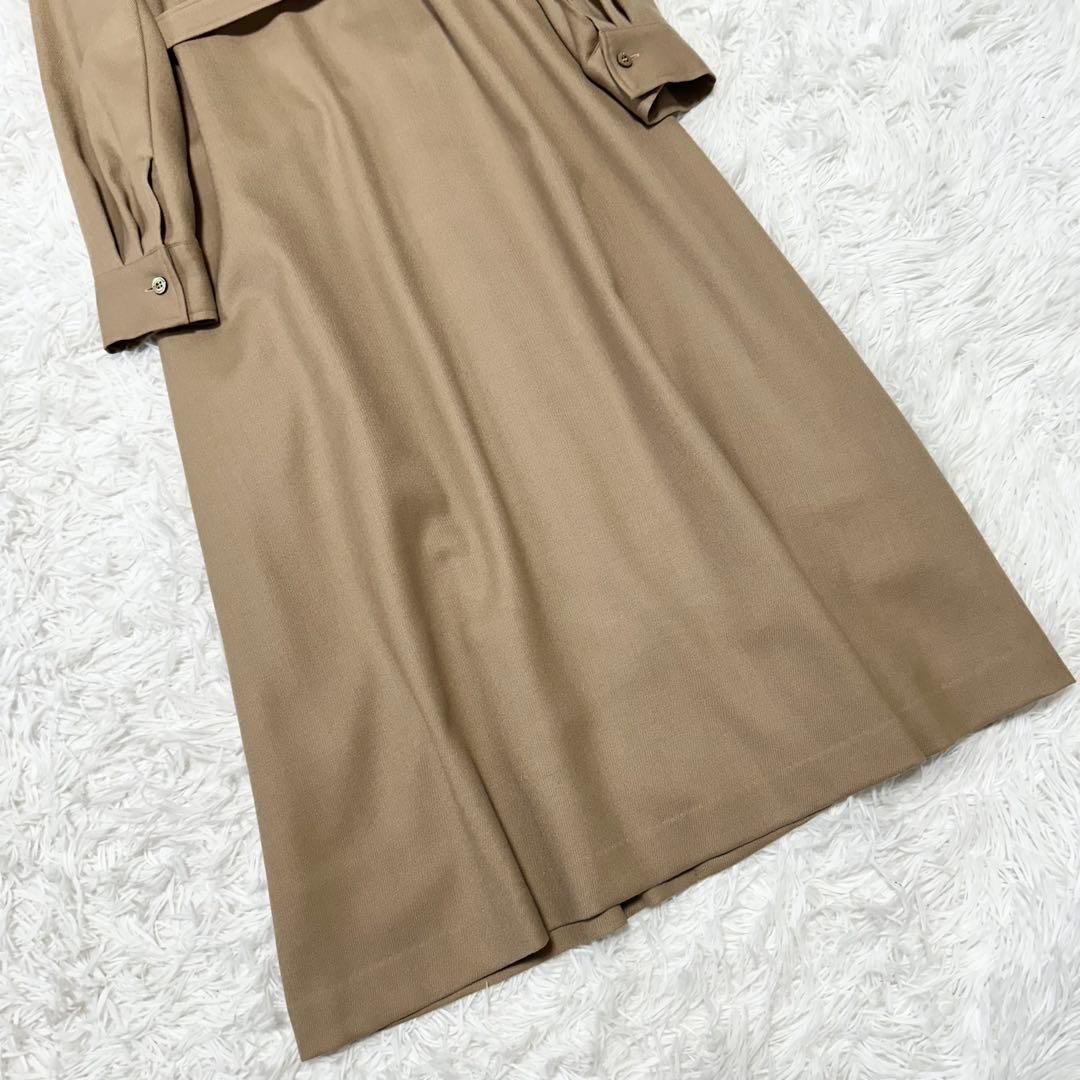 ✨未使用級✨Aquascutum スタンドカラーウールシャツワンピース ベルト付