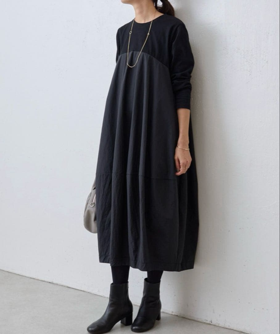 24AW✨ビアズリー★マルワンピ　ドッキング　ブラック