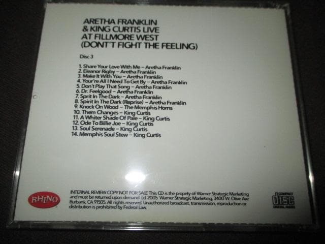 洋楽 Aretha Franklin Fillmore / Philly Live