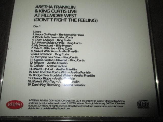 洋楽 Aretha Franklin Fillmore / Philly Live