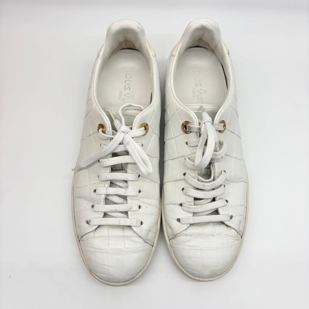 ✨美品✨ルイヴィトン レザースニーカー クロコ型押し ホワイト　24cm