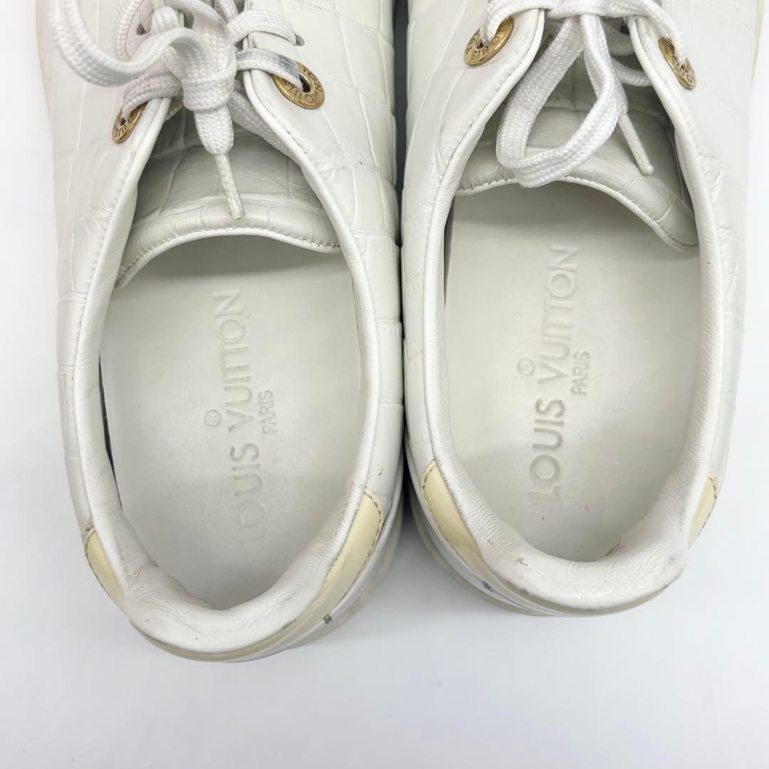✨美品✨ルイヴィトン レザースニーカー クロコ型押し ホワイト　24cm