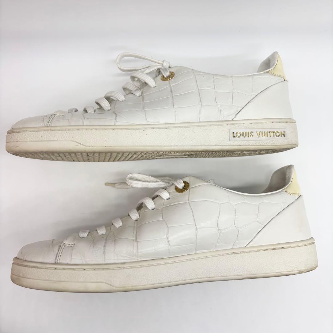 ✨美品✨ルイヴィトン レザースニーカー クロコ型押し ホワイト　24cm