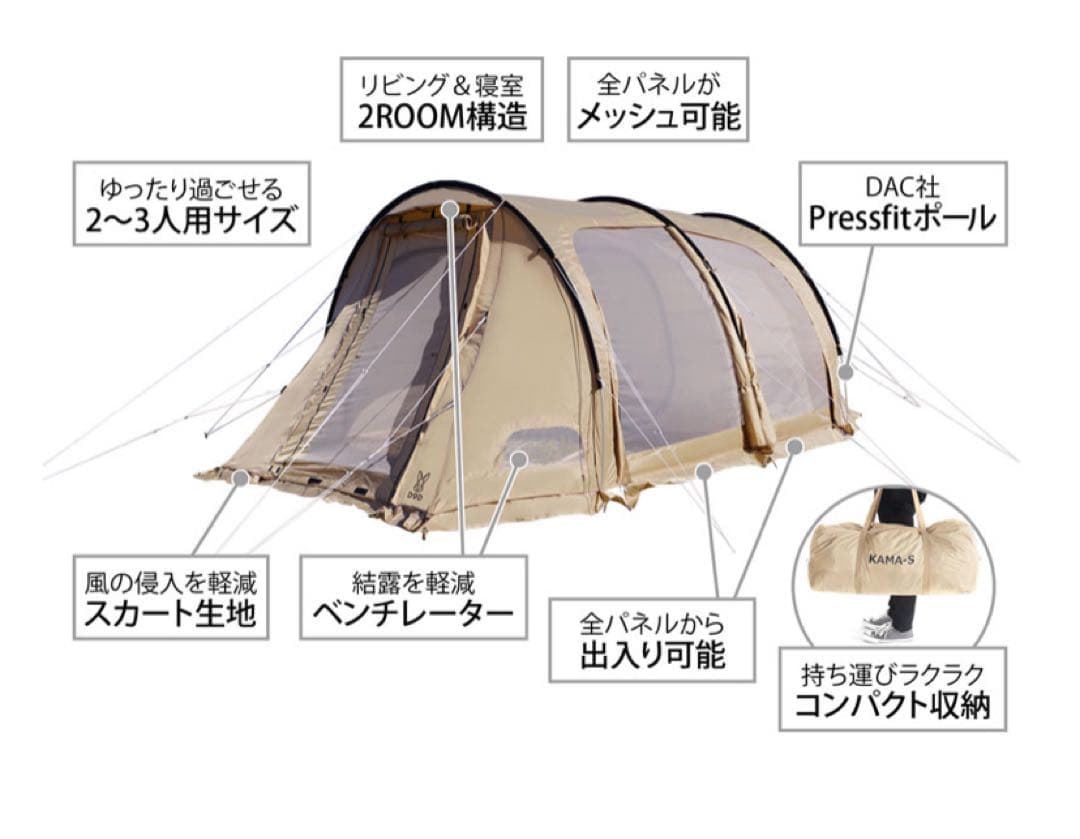 【新品・未使用】カマボコテント3S タン