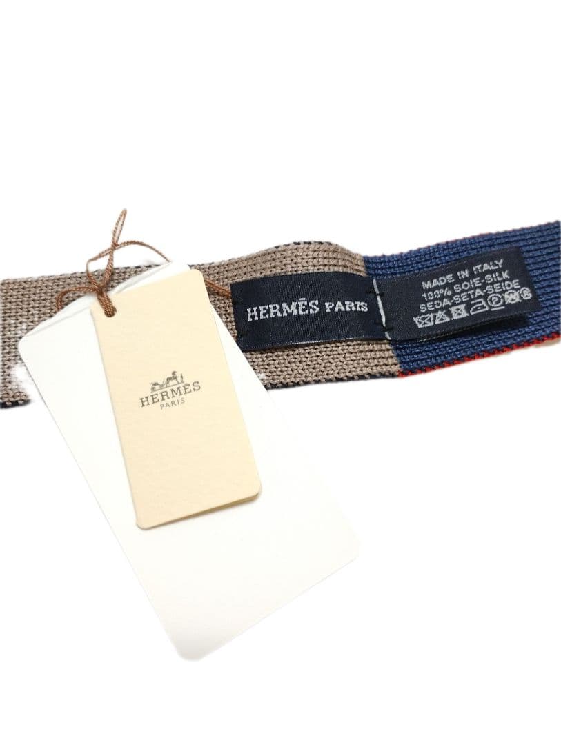 エルメス キャトル・タン シルクニットネクタイマルチカラー