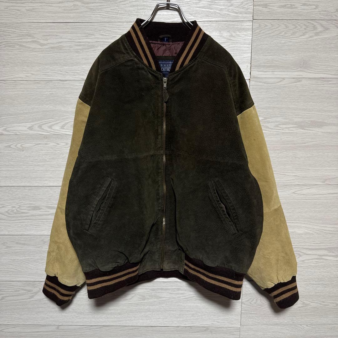 90s Editions スエード レザースタジャン 本革 切替 短丈 中綿