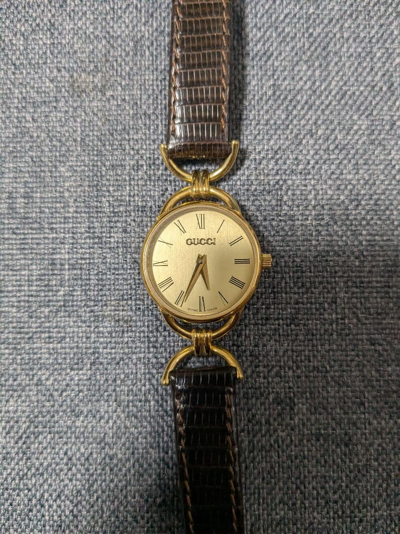 GUCCI グッチ 6000.2.L 腕時計 GP/レザー クオーツ