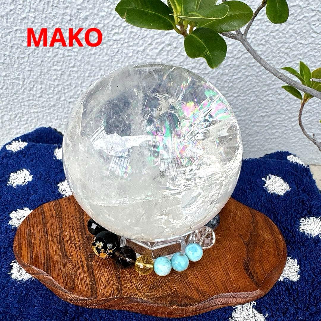 M1846☆水晶丸玉86mm921g☆アイリスクォーツ☆天然石☆N51002