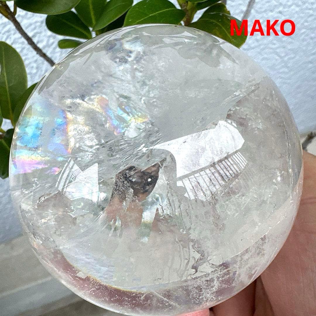 M1846☆水晶丸玉86mm921g☆アイリスクォーツ☆天然石☆N51002