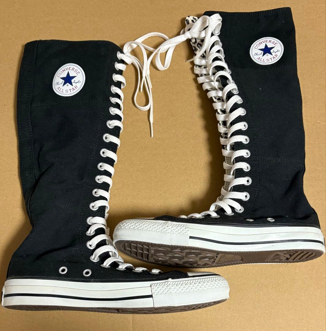 CONVERSE ALLSTAR ブラックロングブーツ(レオパード)