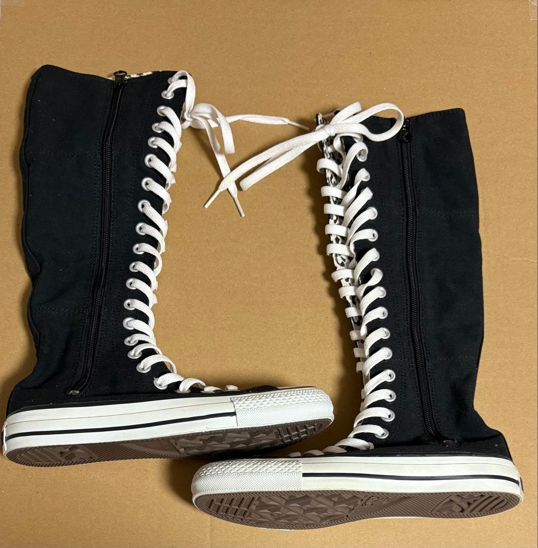 CONVERSE ALLSTAR ブラックロングブーツ(レオパード)