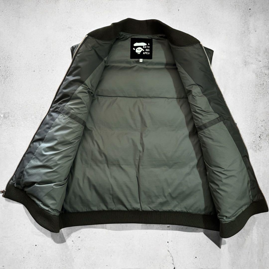 貴重レア★A BATHING APE エイプ ダウンベスト カーキ XL