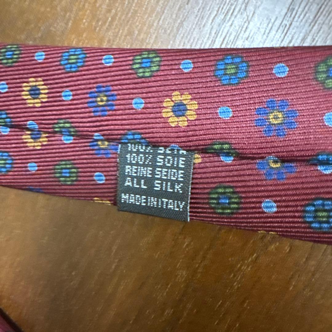 E. Marinella バーガンディ 花柄 ネクタイ
