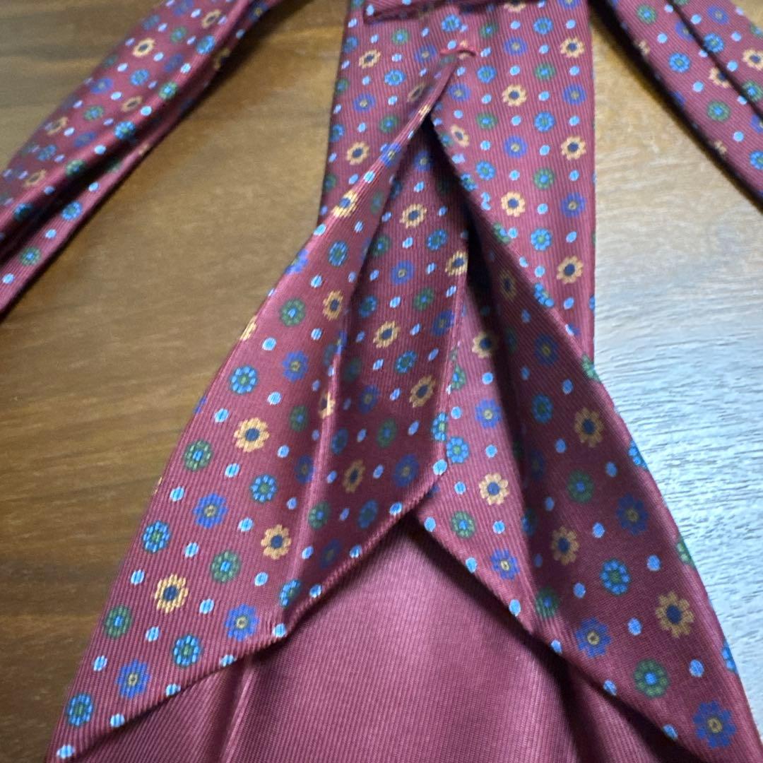 E. Marinella バーガンディ 花柄 ネクタイ