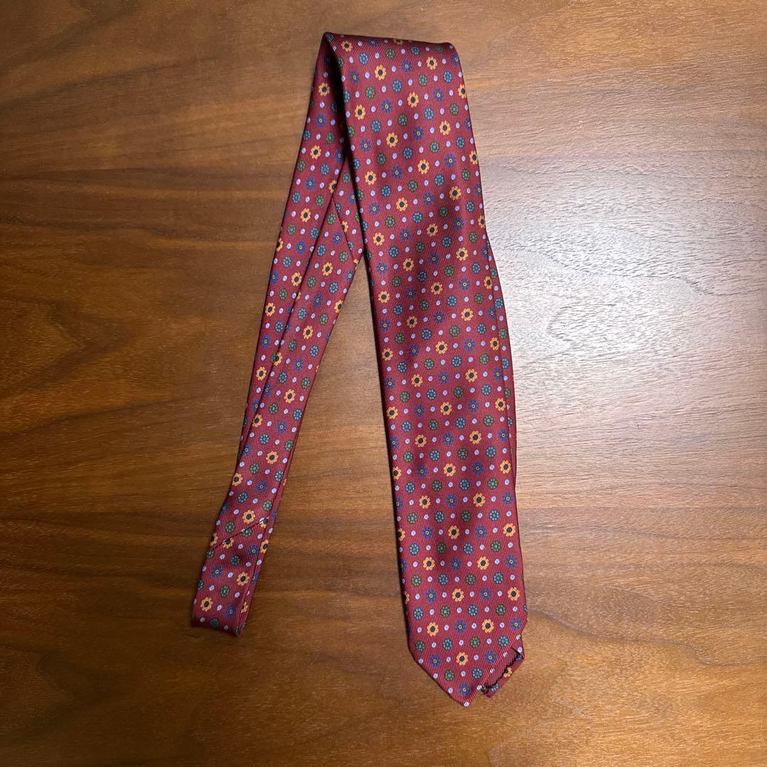 E. Marinella バーガンディ 花柄 ネクタイ