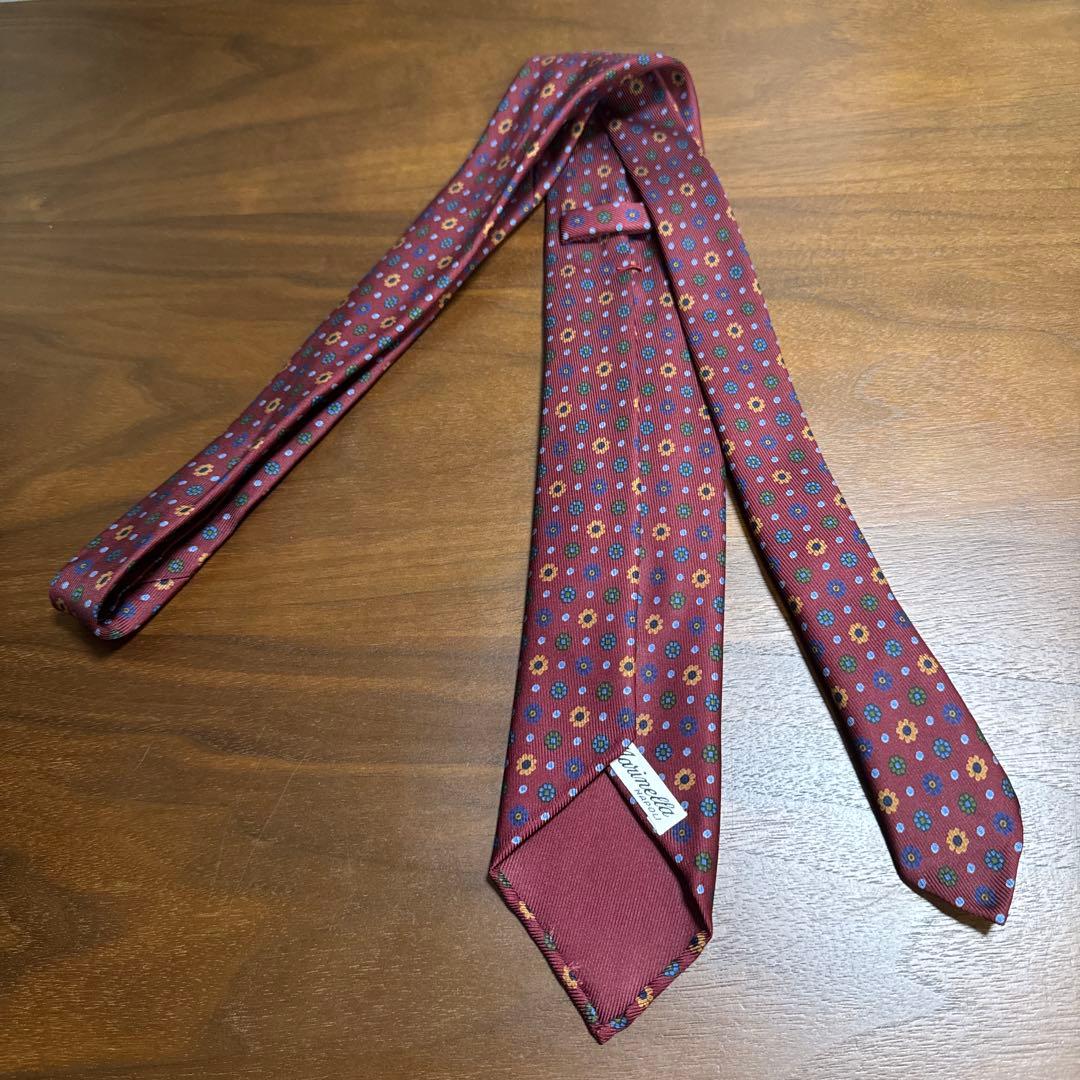 E. Marinella バーガンディ 花柄 ネクタイ