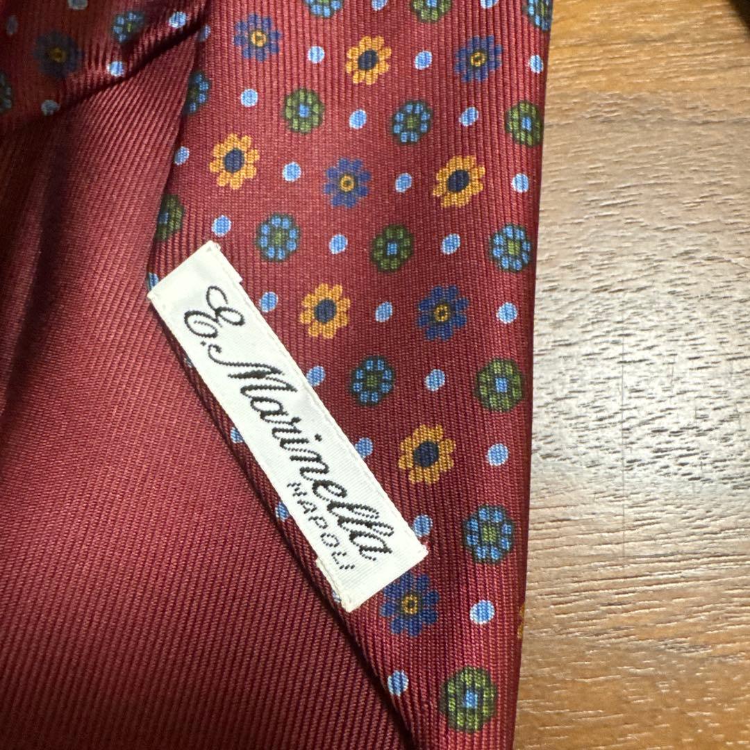 E. Marinella バーガンディ 花柄 ネクタイ