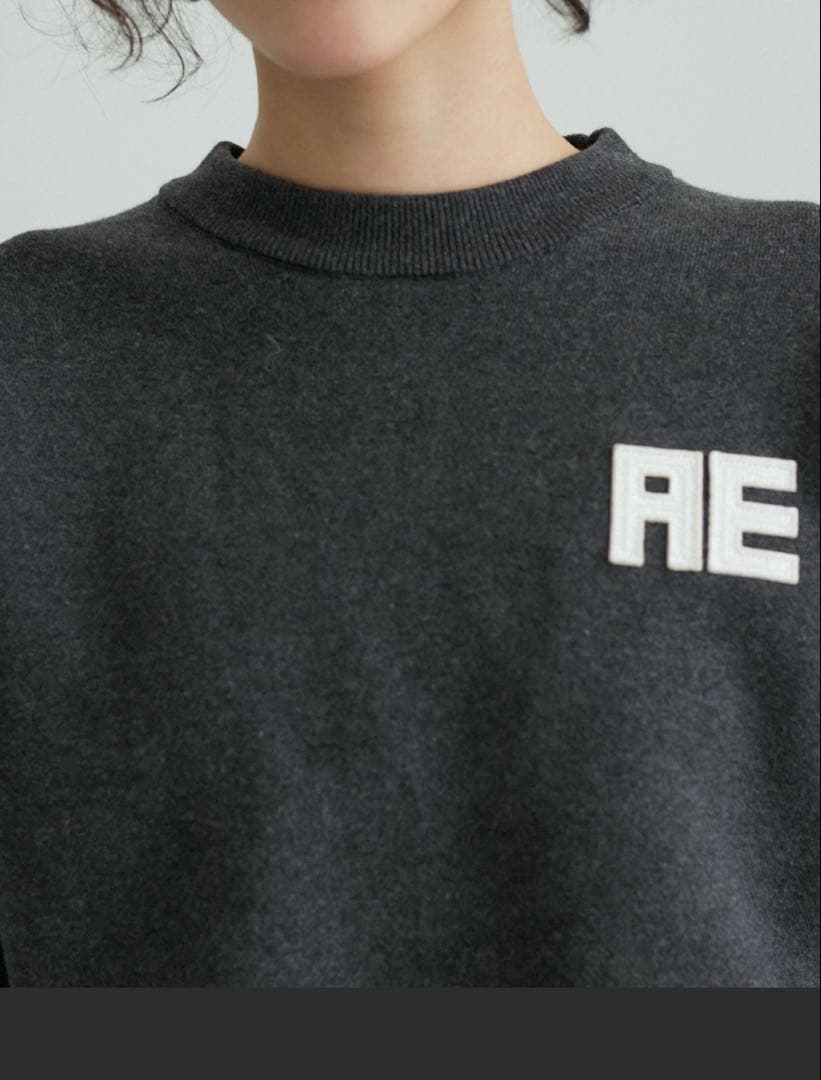 アダムエロペ　【サステナブル・洗える】フェルト刺しゅうニットプルオーバー