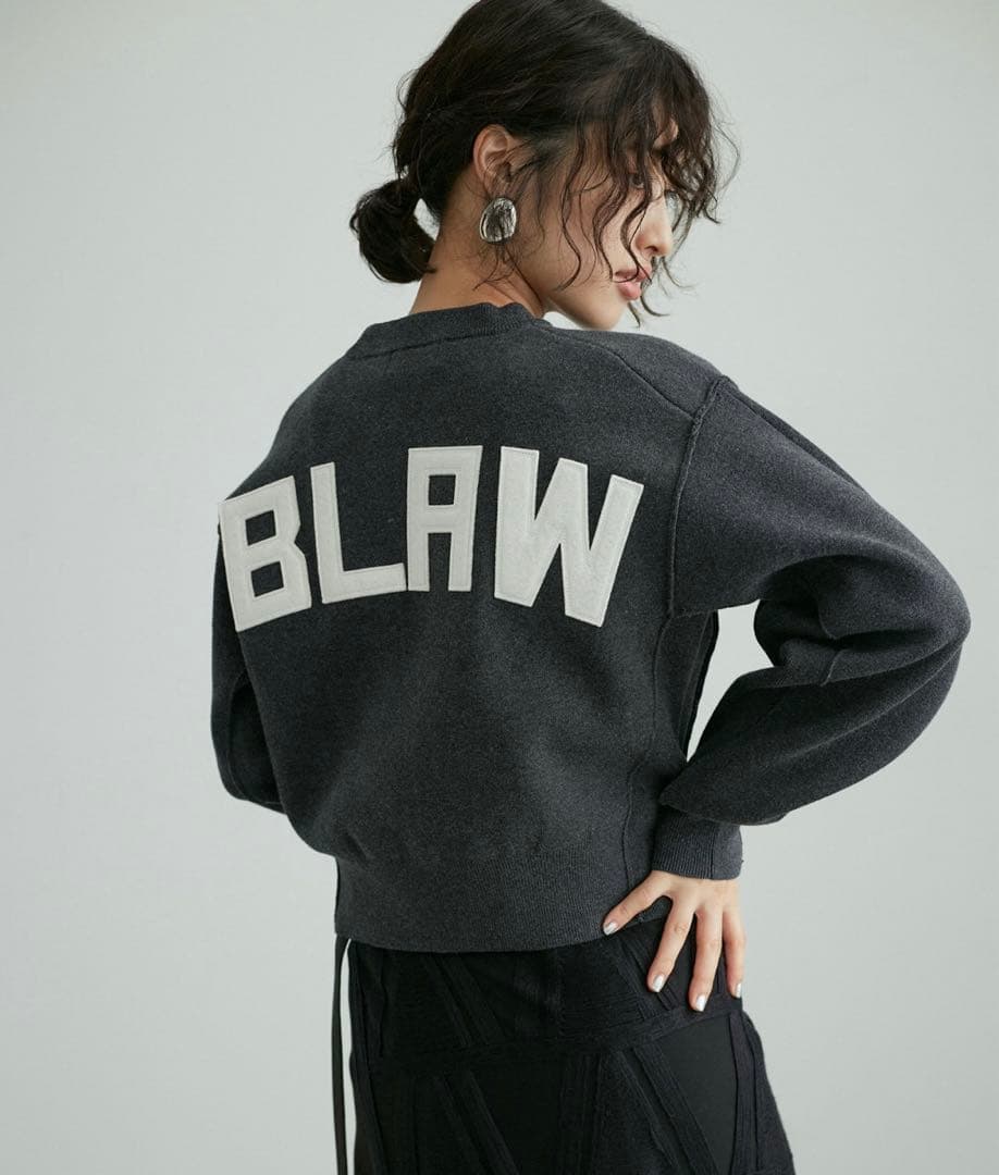 アダムエロペ　【サステナブル・洗える】フェルト刺しゅうニットプルオーバー