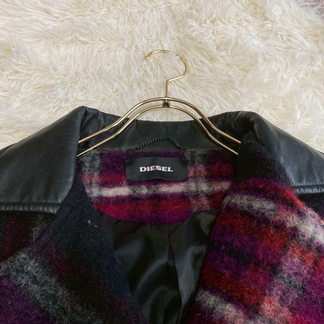 DIESEL チェック柄コート ピンク XS オシャレ カジュアル