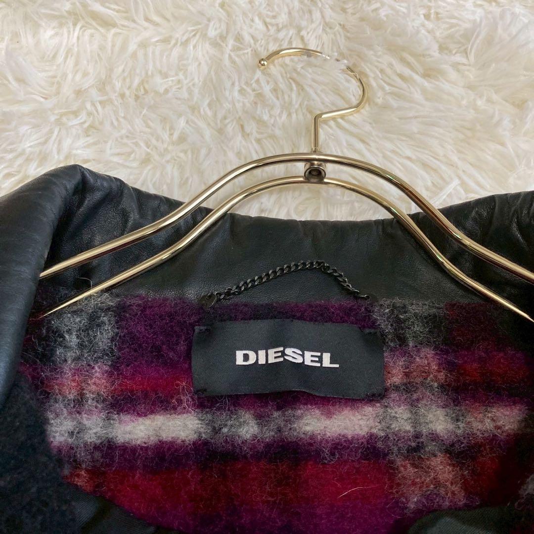 DIESEL チェック柄コート ピンク XS オシャレ カジュアル