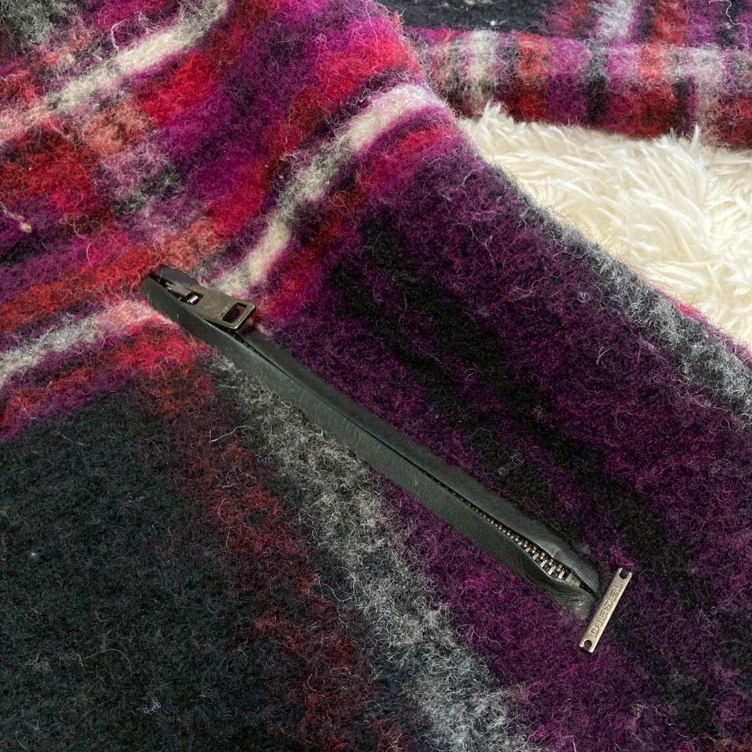 DIESEL チェック柄コート ピンク XS オシャレ カジュアル