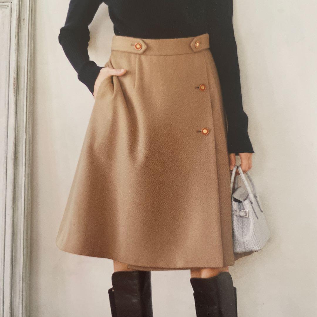 FOXEY ベージュ ひざ丈スカート