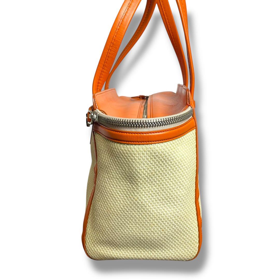 フェラガモ　トートバッグ　キャンバス×レザー　ガンチーニ　オレンジ　アリアナ