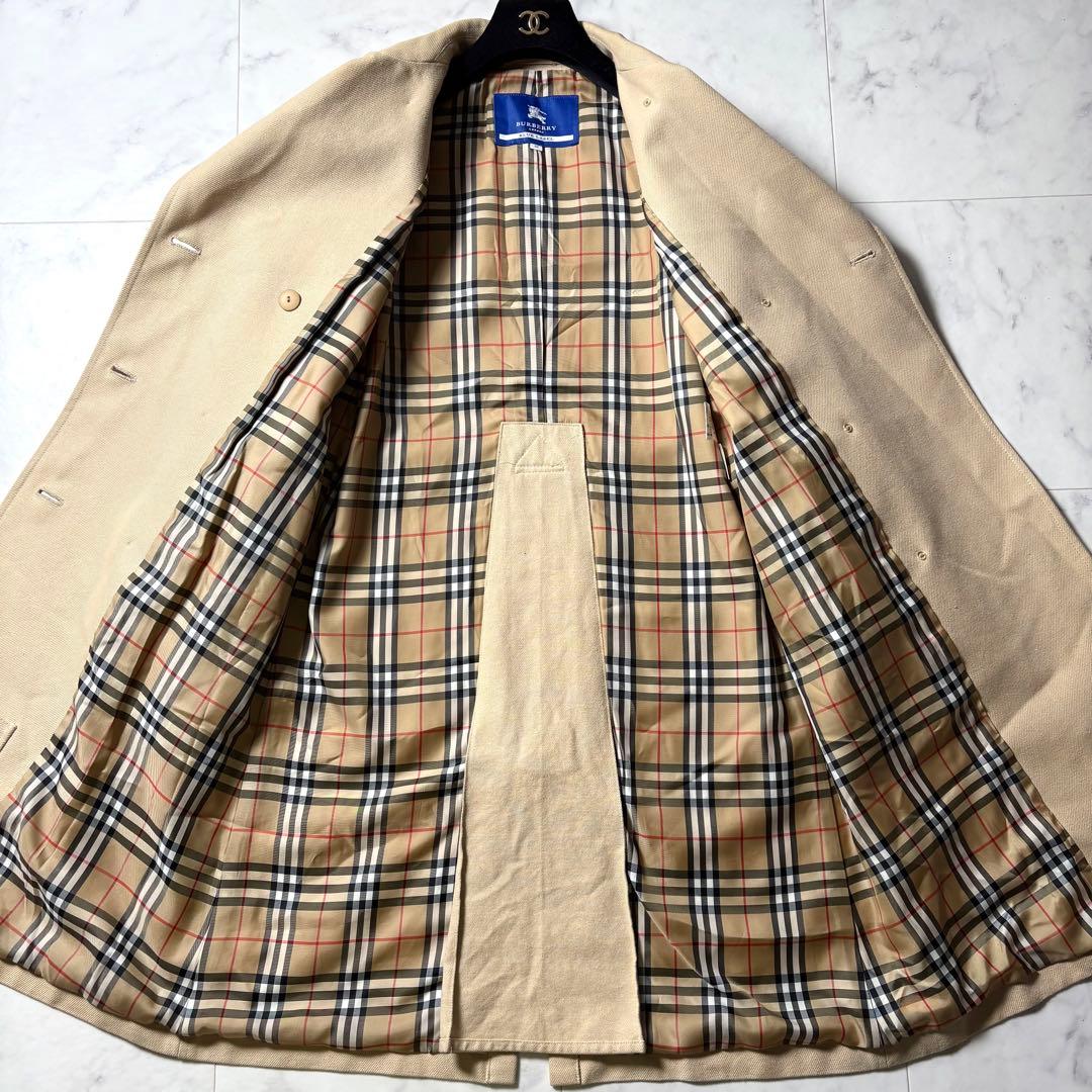 バーバリーブルーレーベル トレンチコート ロング丈 ノバチェック キャンバス地