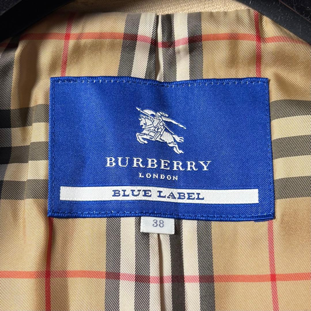 バーバリーブルーレーベル トレンチコート ロング丈 ノバチェック キャンバス地