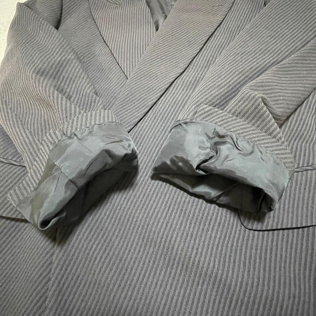 激渋　メンズ　ティノラス　3ピース　グレー　ストライプ柄　ウール100% M