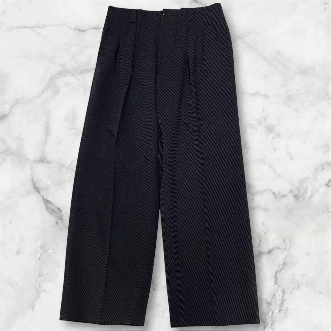 激渋　メンズ　ティノラス　3ピース　グレー　ストライプ柄　ウール100% M