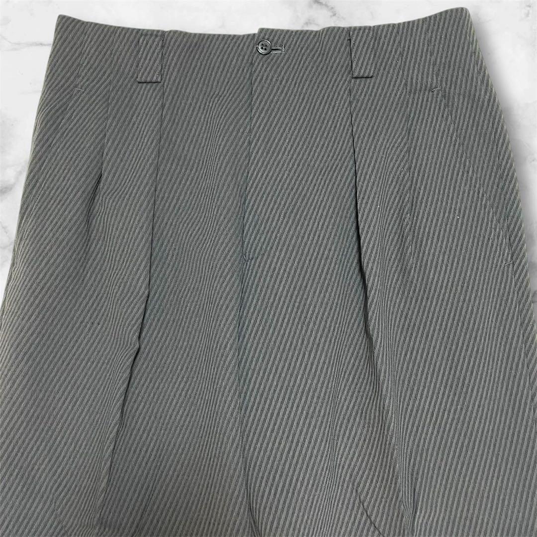 激渋　メンズ　ティノラス　3ピース　グレー　ストライプ柄　ウール100% M