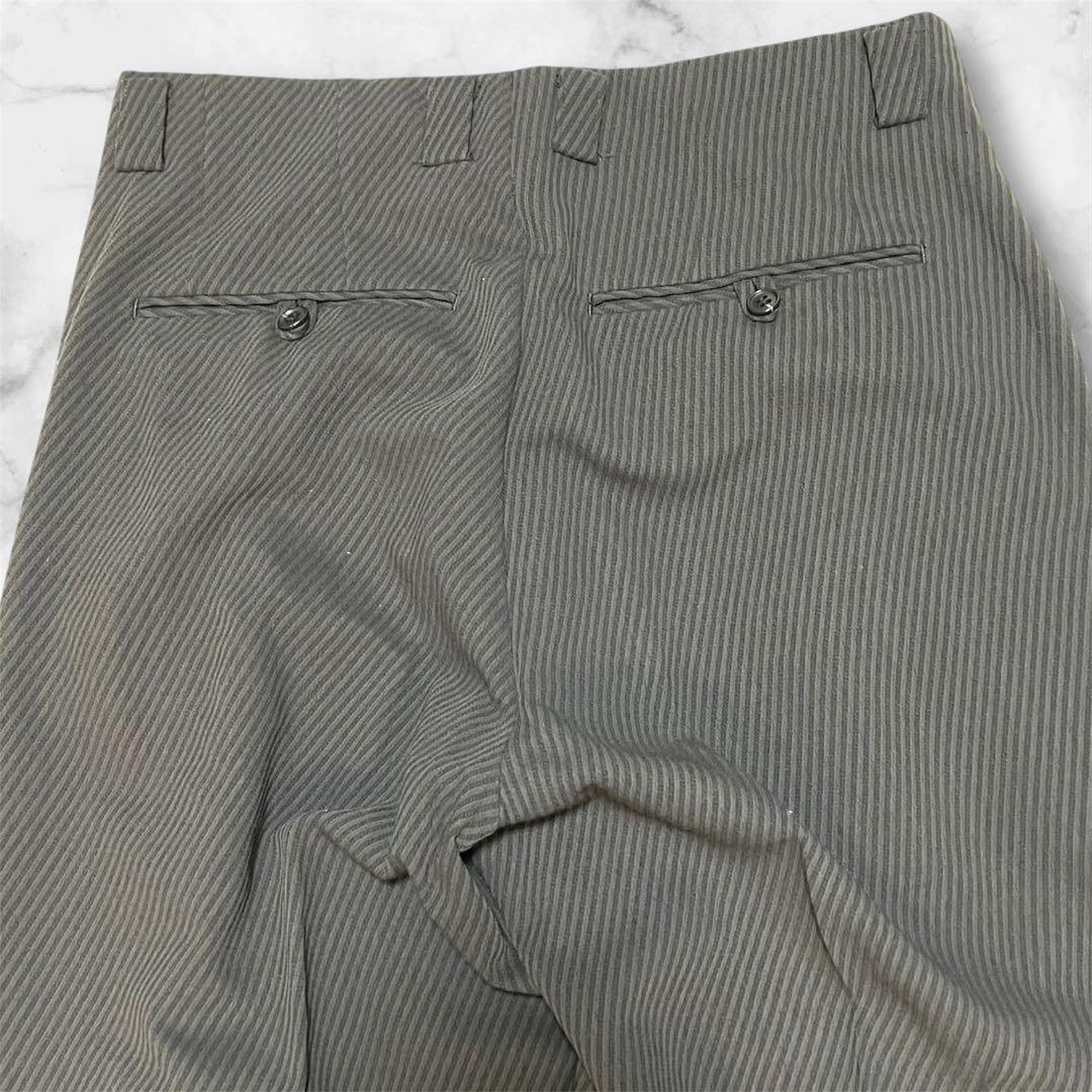 激渋　メンズ　ティノラス　3ピース　グレー　ストライプ柄　ウール100% M