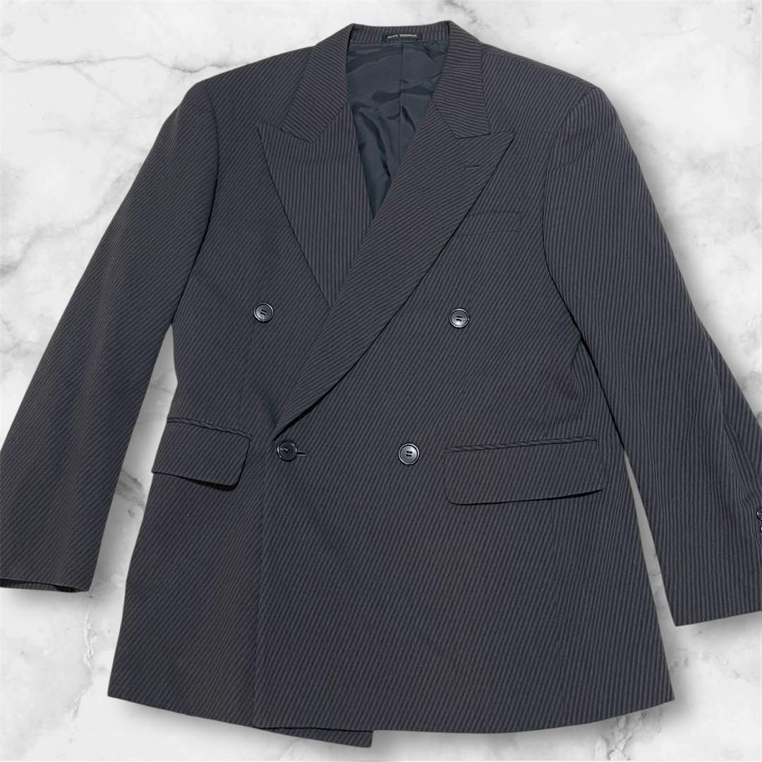 激渋　メンズ　ティノラス　3ピース　グレー　ストライプ柄　ウール100% M