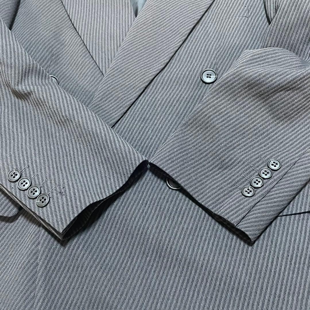 激渋　メンズ　ティノラス　3ピース　グレー　ストライプ柄　ウール100% M