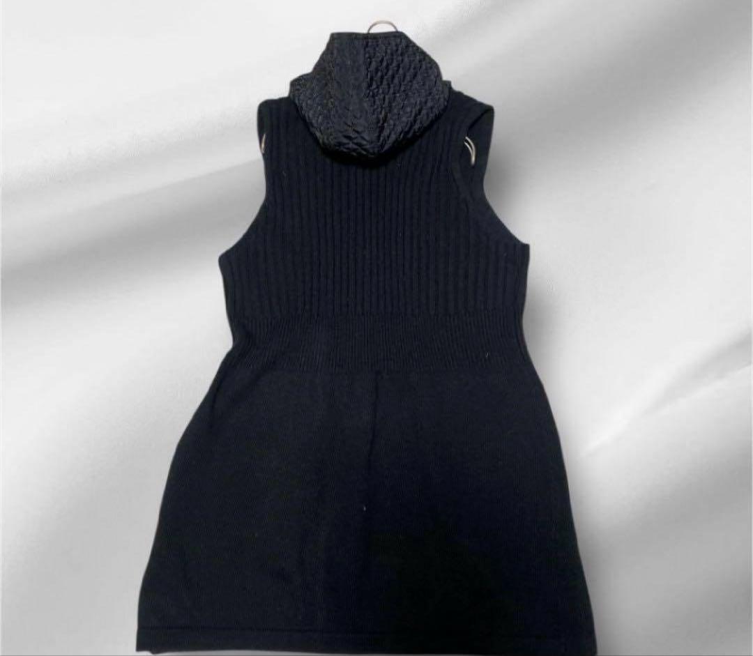 大きいサイズ！super Beauty ニットベスト ロングベスト フード付き