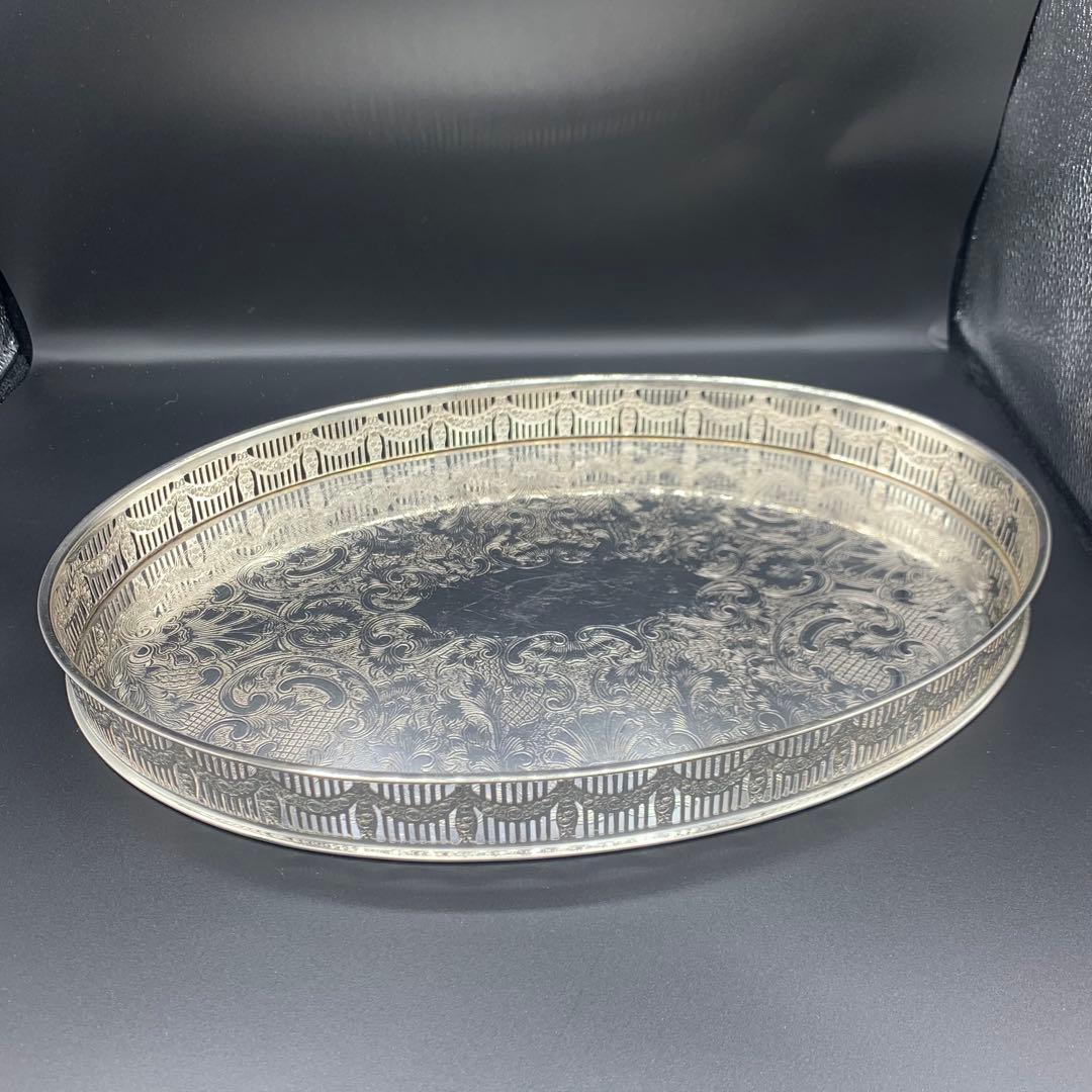 ＜英国ビンテージ＞　シルバートレイ　サルヴァ　銀盆　シルバープレート　A