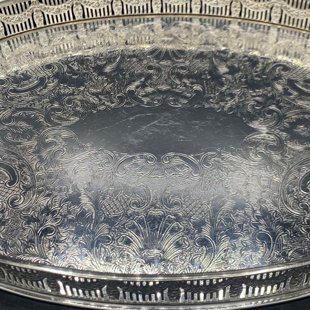 ＜英国ビンテージ＞　シルバートレイ　サルヴァ　銀盆　シルバープレート　A