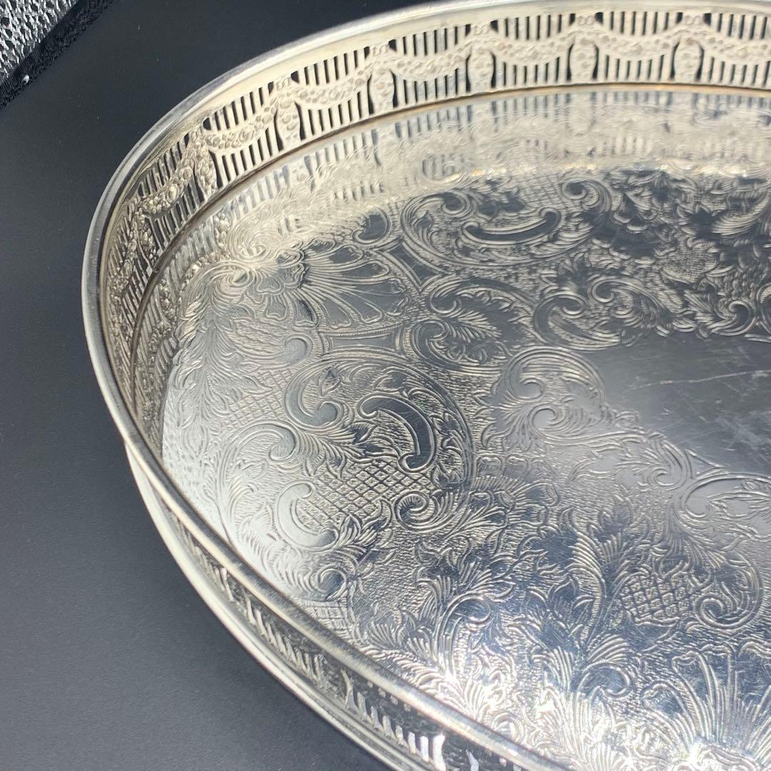 ＜英国ビンテージ＞　シルバートレイ　サルヴァ　銀盆　シルバープレート　A
