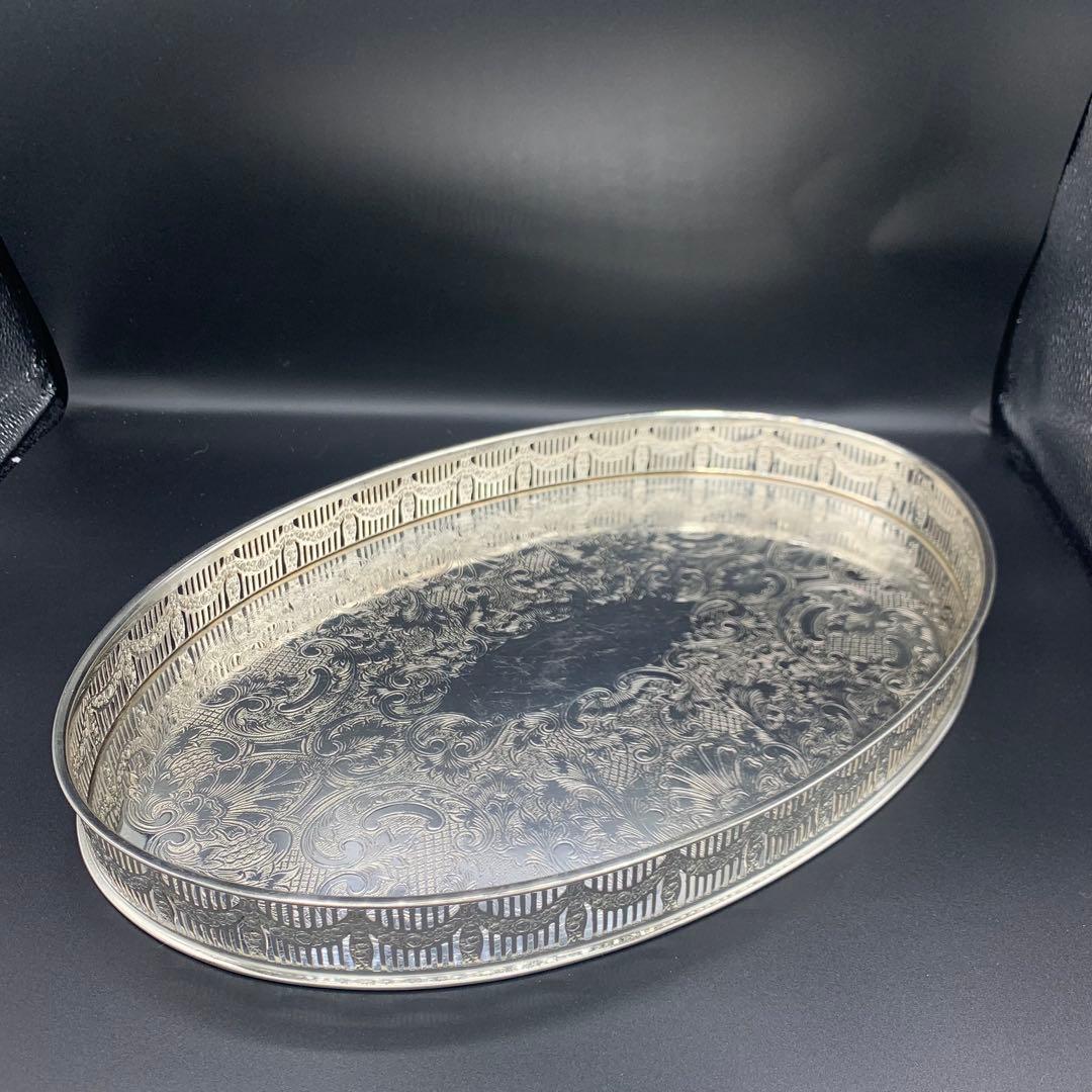 ＜英国ビンテージ＞　シルバートレイ　サルヴァ　銀盆　シルバープレート　A