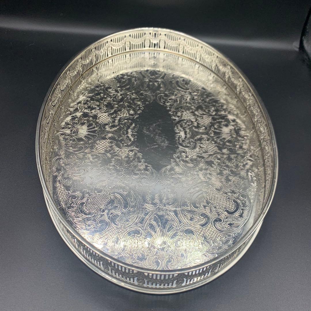 ＜英国ビンテージ＞　シルバートレイ　サルヴァ　銀盆　シルバープレート　A