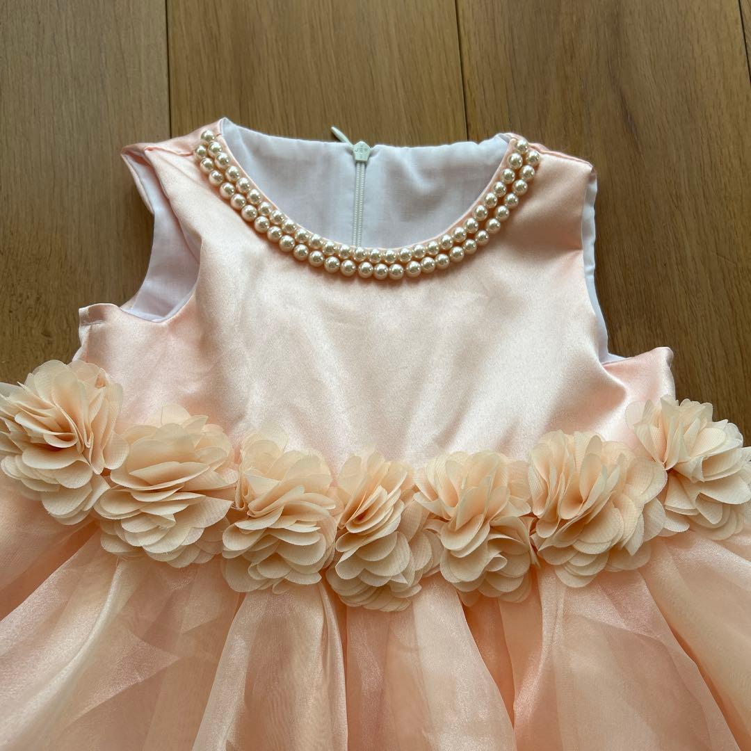 美品★DRESCCO ベビー・ツーラインパールベビーピンクドレス　105
