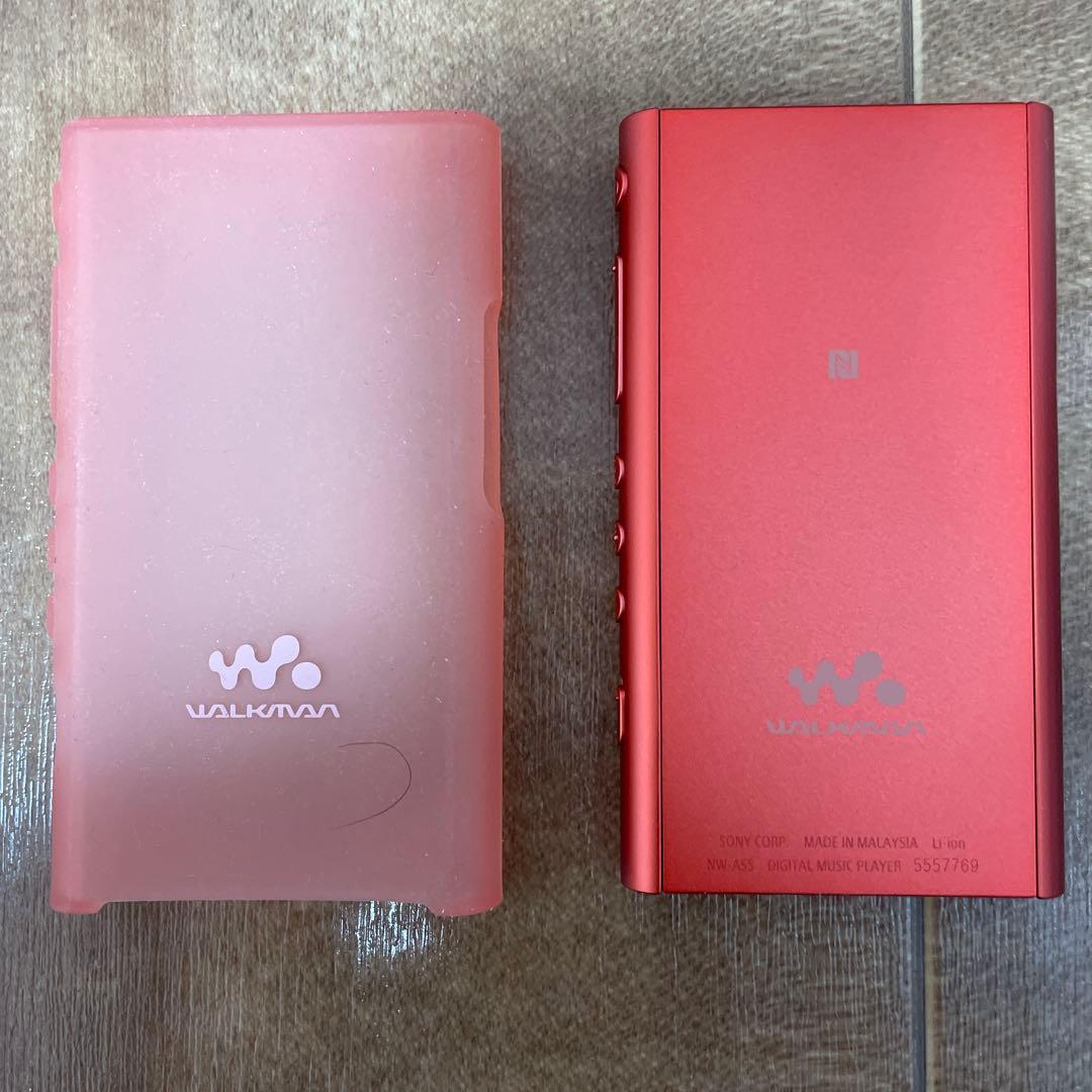 SONY NW-A55 レッド　ソニー　ウォークマン、社外品ケース、予備ケーブル