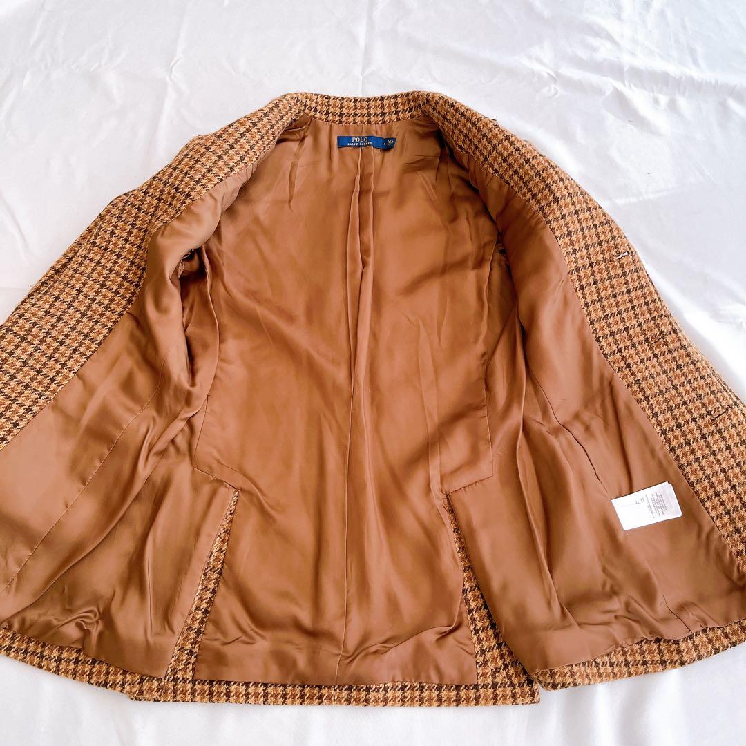 極美品 ポロラルフローレン ジャケット 千鳥格子 アルパカ ラムレザー パッチ